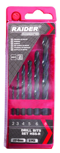 Set burghie 6pcs. Ø2, 3, 4, 5, 6, 8mm HSS-R Set - Raider Power Tools