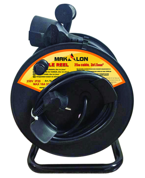 Tambur cu cablu 25m 1.5mm2 cu protectie termica MK - Makalon