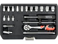 Trusă tubulare+antrenor, 20 buc, 1/4'', cr-v Yato YT-14491 — Truse cu scule - imagine 3