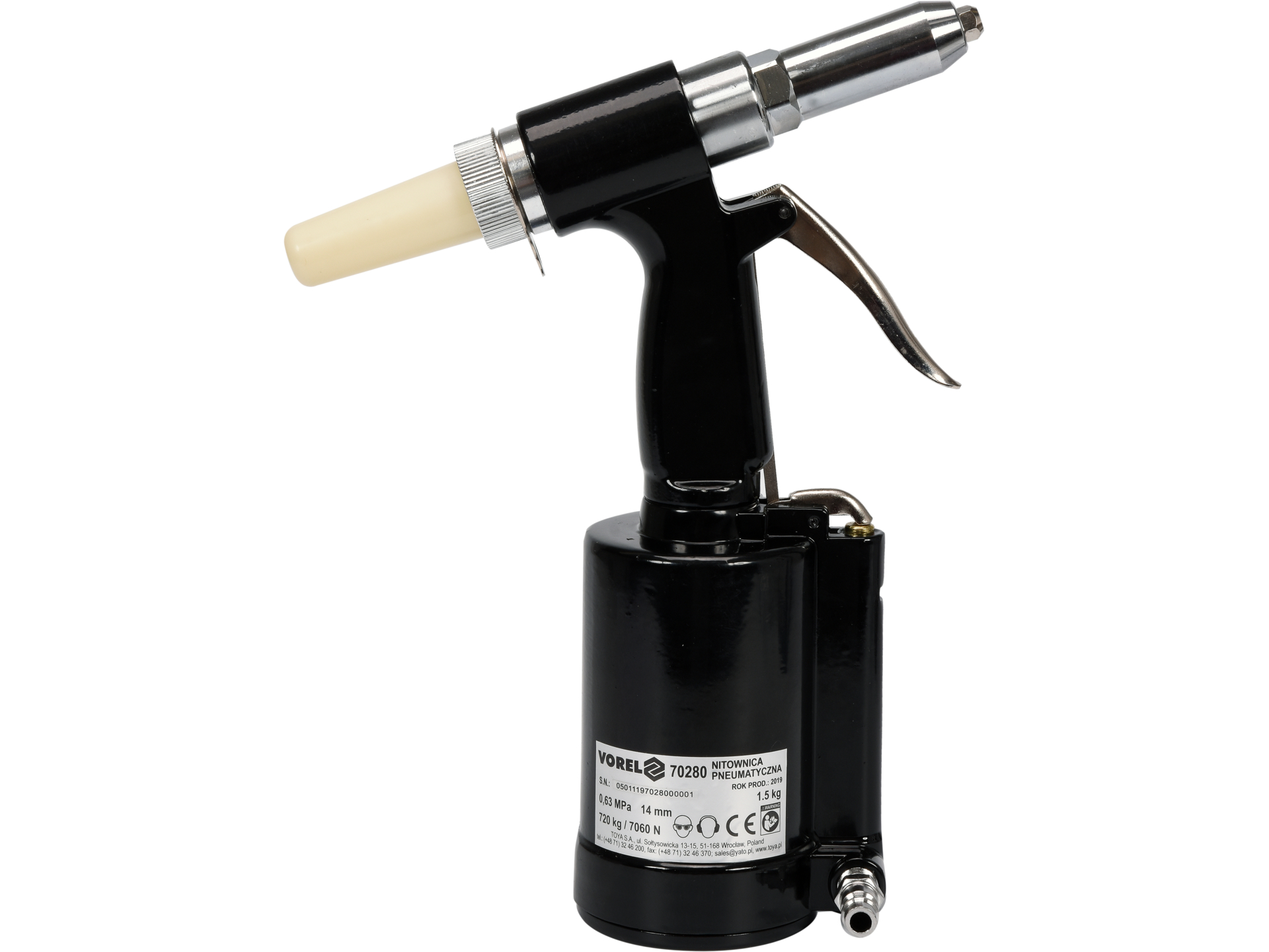 Presă pneumatică de nituit 2,4; 3,2; 4,0; 4,8mm Vorel 70280 — Scule Pneumatice (pistol impact, ciocan, slefuitor) - imagine 2