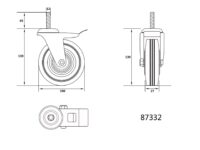 Roată pivotantă cu filet și frână 100/30mm Vorel 87332 — DIVERSE - imagine 2