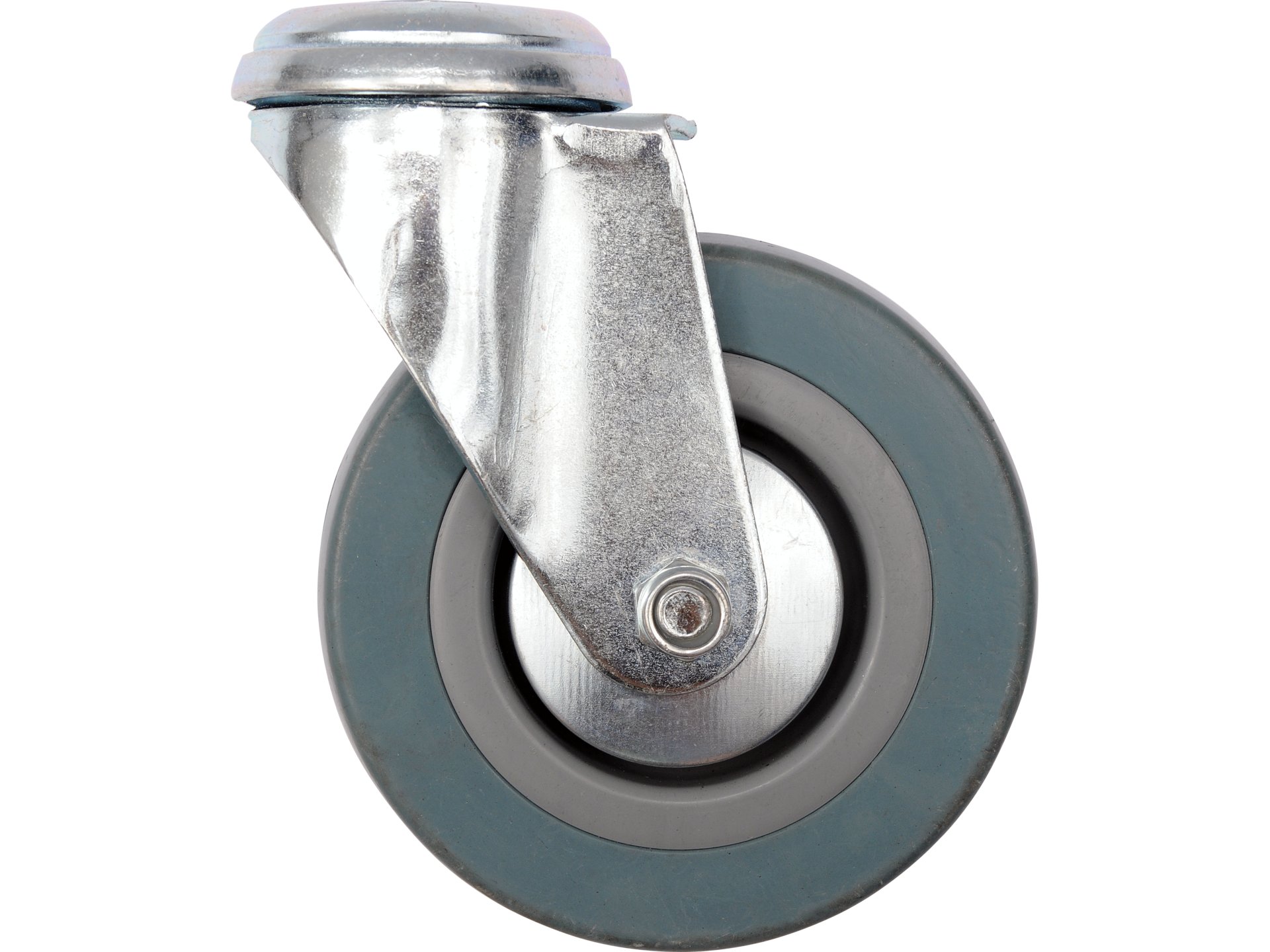 Roată pivotantă de 100mm cu cauciuc gri și gaură de fixare Vorel 87373 — DIVERSE