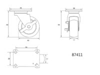 Roată pivotantă cu frână,polipropilenă, 40mm Vorel 87411 — DIVERSE - imagine 2