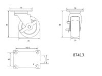 Roată pivotantă cu frână, polipropilenă, 65mm Vorel 87413 — DIVERSE - imagine 2